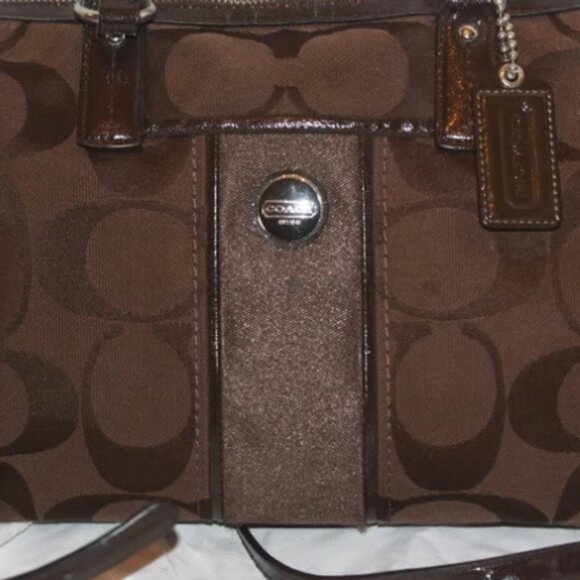 Coach Signature Stripe Satchel Carryall Convertible Shoulder Bag HandBag F 24364 - Picture 3 of 8